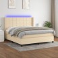 vidaXL Boxspringbett mit Matratze & LED Creme 180x200 cm Stoff vidaXL Boxspringbett mit Matratze & LED Creme 180x200 cm Stoff