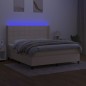 vidaXL Boxspringbett mit Matratze & LED Creme 180x200 cm Stoff vidaXL Boxspringbett mit Matratze & LED Creme 180x200 cm Stoff