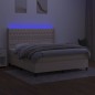 vidaXL Boxspringbett mit Matratze & LED Creme 160x200 cm Stoff vidaXL Boxspringbett mit Matratze & LED Creme 160x200 cm Stoff