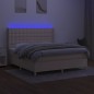 vidaXL Boxspringbett mit Matratze & LED Creme 180x200 cm Stoff vidaXL Boxspringbett mit Matratze & LED Creme 180x200 cm Stoff