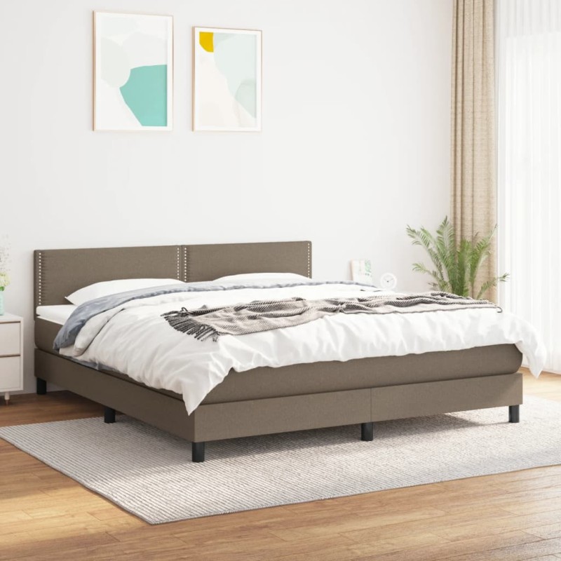 vidaXL Boxspringbett mit Matratze Taupe 180x200 cm Stoff vidaXL Boxspringbett mit Matratze Taupe 180x200 cm Stoff