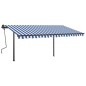 Gelenkarmmarkise Automatisch mit Pfosten 4x3 m Blau und Weiß Gelenkarmmarkise Automatisch mit Pfosten 4x3 m Blau und Weiß