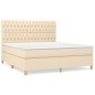 vidaXL Boxspringbett mit Matratze Creme 180x200 cm Stoff vidaXL Boxspringbett mit Matratze Creme 180x200 cm Stoff