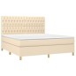 vidaXL Boxspringbett mit Matratze Creme 180x200 cm Stoff vidaXL Boxspringbett mit Matratze Creme 180x200 cm Stoff