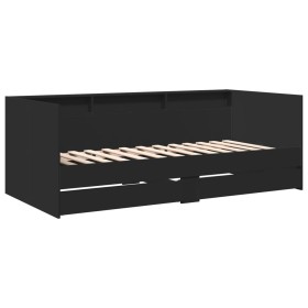 vidaXL Tagesbett mit Schubladen Schwarz 100x200 cm Holzwerkstoff