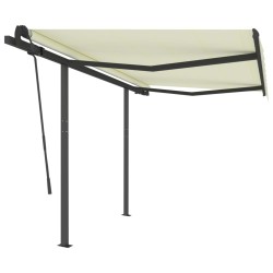 vidaXL Markise Automatisch Einziehbar mit Pfosten 3x2,5 m Creme