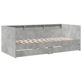vidaXL Tagesbett mit Schubladen Betongrau 100x200 cm Holzwerkstoff