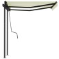 vidaXL Markise Automatisch Einziehbar mit Pfosten 3x2,5 m Creme vidaXL Markise Automatisch Einziehbar mit Pfosten 3x2,5 m Creme