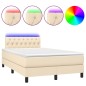 vidaXL Boxspringbett mit Matratze & LED Creme 120x190 cm Stoff vidaXL Boxspringbett mit Matratze & LED Creme 120x190 cm Stoff