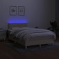 vidaXL Boxspringbett mit Matratze & LED Creme 120x190 cm Stoff vidaXL Boxspringbett mit Matratze & LED Creme 120x190 cm Stoff