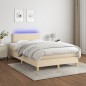 vidaXL Boxspringbett mit Matratze & LED Creme 120x190 cm Stoff vidaXL Boxspringbett mit Matratze & LED Creme 120x190 cm Stoff