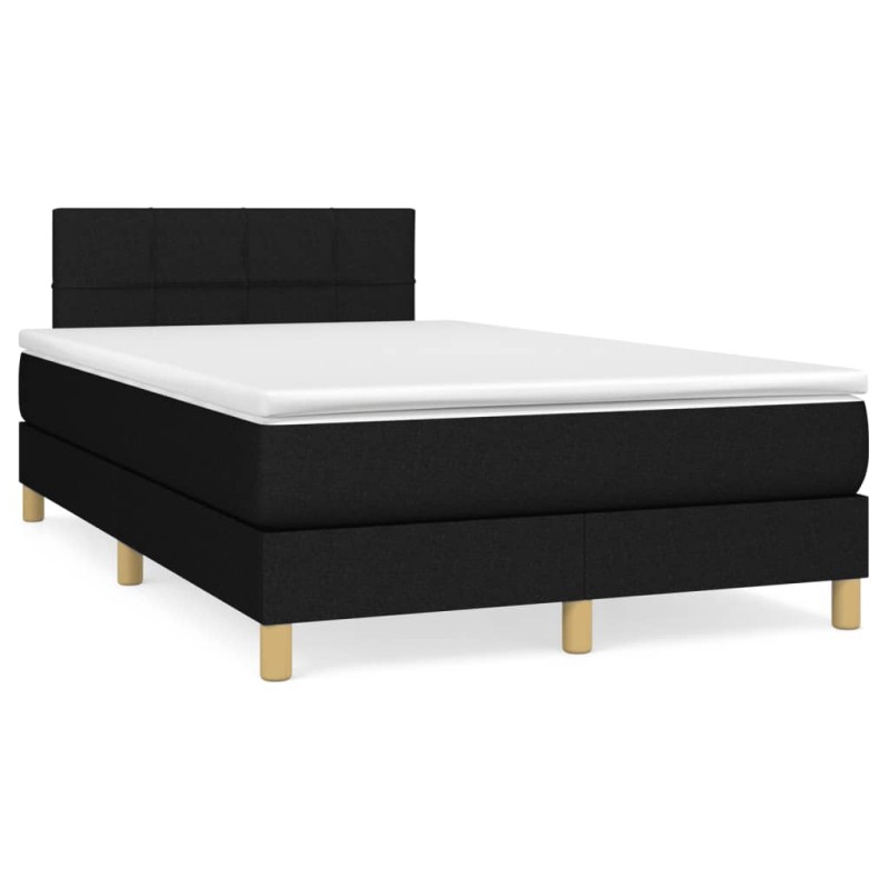 vidaXL Boxspringbett mit Matratze & LED Schwarz 120x190 cm Stoff vidaXL Boxspringbett mit Matratze & LED Schwarz 120x190 cm Stoff