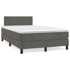 vidaXL Boxspringbett mit Matratze Dunkelgrün 120x190 cm Samt