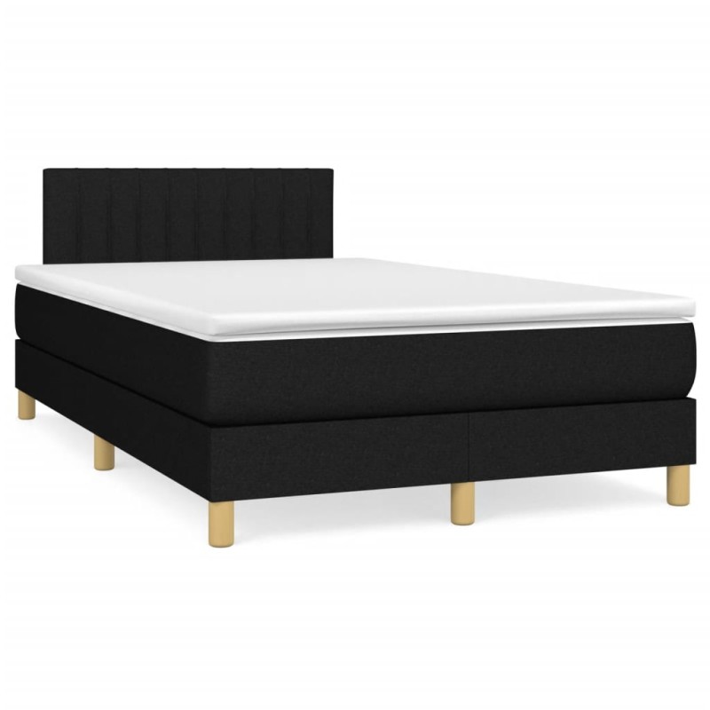 vidaXL Boxspringbett mit Matratze Schwarz 120x190 cm Stoff vidaXL Boxspringbett mit Matratze Schwarz 120x190 cm Stoff