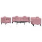 vidaXL 3-tlg. Sofagarnitur mit Kissen Rosa Samt