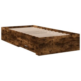 vidaXL Bettgestell mit Schubladen Räuchereiche 90x190 cm Holzwerkstoff
