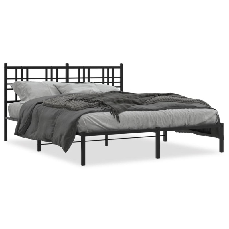 vidaXL Bettgestell mit Kopfteil Metall Schwarz 150x200 cm vidaXL Bettgestell mit Kopfteil Metall Schwarz 150x200 cm