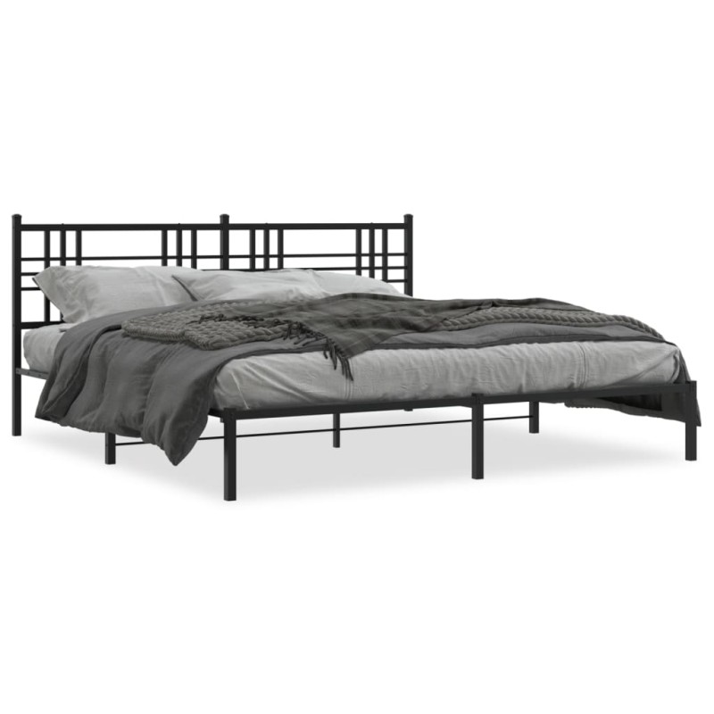 vidaXL Bettgestell mit Kopfteil Metall Schwarz 193x203 cm vidaXL Bettgestell mit Kopfteil Metall Schwarz 193x203 cm