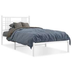 vidaXL Bettgestell mit Kopfteil Metall Weiß 90x200 cm