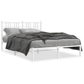 vidaXL Bettgestell mit Kopfteil Metall Weiß 135x190 cm