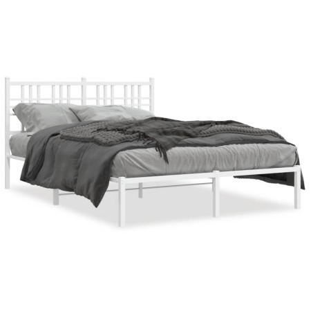 vidaXL Bettgestell mit Kopfteil Metall Weiß 135x190 cm