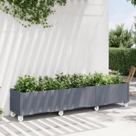 vidaXL Pflanzkasten mit Rollen Grau 240x50x54 cm PP