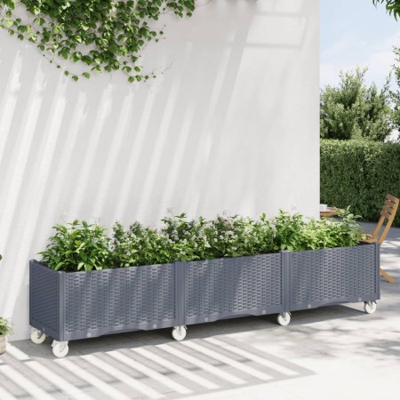 vidaXL Pflanzkasten mit Rollen Grau 240x50x54 cm PP