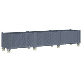 vidaXL Pflanzkasten mit Rollen Grau 240x50x54 cm PP