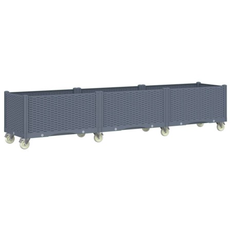 vidaXL Pflanzkasten mit Rollen Grau 240x50x54 cm PP