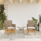 vidaXL Gartenstühle mit Kissen 2 Stk. Beige Poly Rattan Massivholz vidaXL Gartenstühle mit Kissen 2 Stk. Beige Poly Rattan Massivholz
