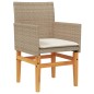 vidaXL Gartenstühle mit Kissen 2 Stk. Beige Poly Rattan Massivholz vidaXL Gartenstühle mit Kissen 2 Stk. Beige Poly Rattan Massivholz