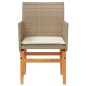 vidaXL Gartenstühle mit Kissen 2 Stk. Beige Poly Rattan Massivholz vidaXL Gartenstühle mit Kissen 2 Stk. Beige Poly Rattan Massivholz