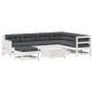 vidaXL 8-tlg. Garten-Lounge-Set mit Kissen Weiß Massivholz Kiefer vidaXL 8-tlg. Garten-Lounge-Set mit Kissen Weiß Massivholz Kiefer
