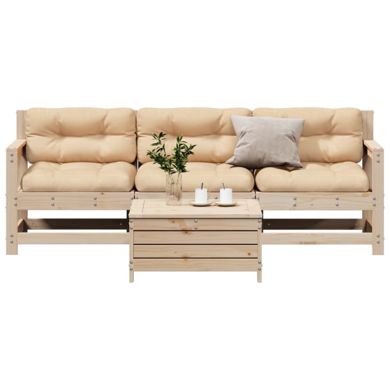 vidaXL 4-tlg. Garten-Lounge-Set mit Kissen Massivholz Kiefer vidaXL 4-tlg. Garten-Lounge-Set mit Kissen Massivholz Kiefer
