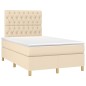 vidaXL Boxspringbett mit Matratze Creme 120x190 cm Stoff vidaXL Boxspringbett mit Matratze Creme 120x190 cm Stoff