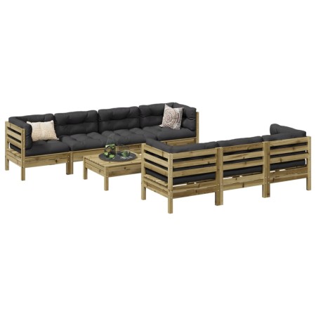 vidaXL 8-tlg. Garten-Sofagarnitur mit Kissen Kiefernholz Imprägniert