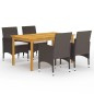 vidaXL 5-tlg. Garten-Essgruppe mit Kissen Braun vidaXL 5-tlg. Garten-Essgruppe mit Kissen Braun