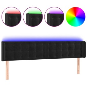 vidaXL LED Kopfteil Schwarz 183x16x78/88 cm Samt