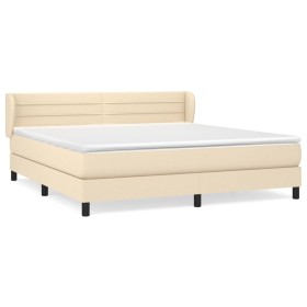 vidaXL Boxspringbett mit Matratze Creme 180x200 cm Stoff