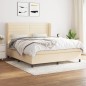 vidaXL Boxspringbett mit Matratze Creme 160x200 cm Stoff vidaXL Boxspringbett mit Matratze Creme 160x200 cm Stoff