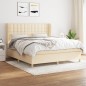 vidaXL Boxspringbett mit Matratze Creme 180x200 cm Stoff vidaXL Boxspringbett mit Matratze Creme 180x200 cm Stoff