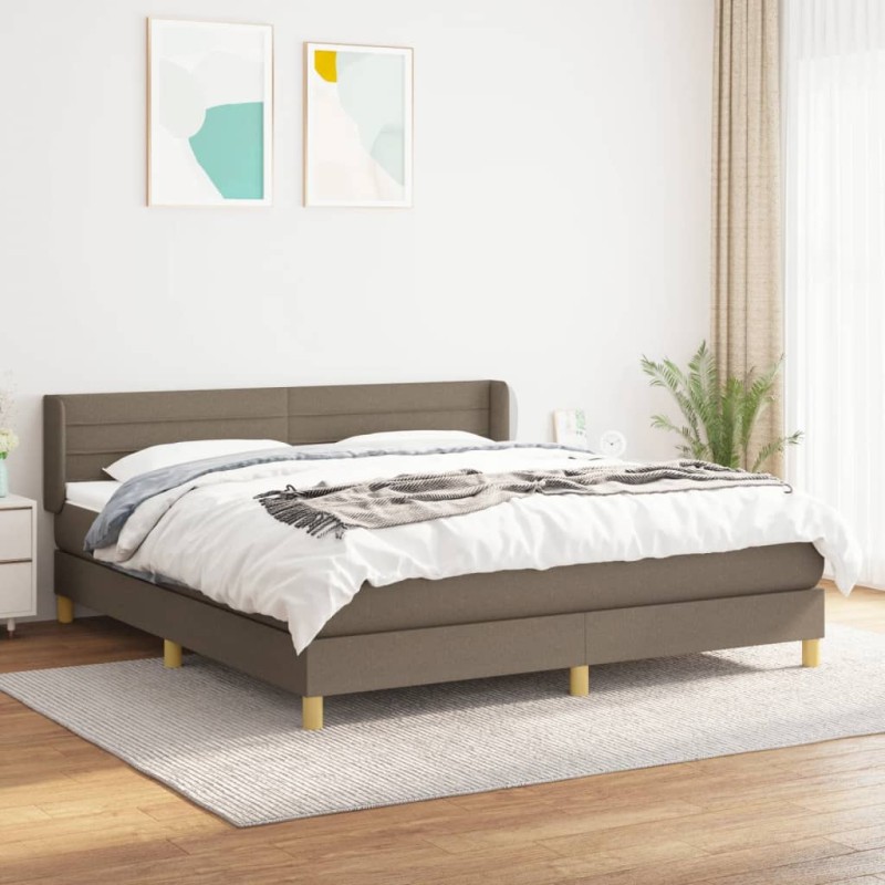 vidaXL Boxspringbett mit Matratze Taupe 160x200 cm Stoff vidaXL Boxspringbett mit Matratze Taupe 160x200 cm Stoff