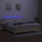 vidaXL Boxspringbett mit Matratze & LED Creme 180x200 cm Stoff vidaXL Boxspringbett mit Matratze & LED Creme 180x200 cm Stoff