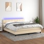 vidaXL Boxspringbett mit Matratze & LED Creme 180x200 cm Stoff vidaXL Boxspringbett mit Matratze & LED Creme 180x200 cm Stoff