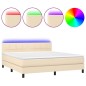vidaXL Boxspringbett mit Matratze & LED Creme 180x200 cm Stoff vidaXL Boxspringbett mit Matratze & LED Creme 180x200 cm Stoff