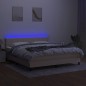 vidaXL Boxspringbett mit Matratze & LED Creme 180x200 cm Stoff vidaXL Boxspringbett mit Matratze & LED Creme 180x200 cm Stoff