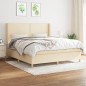 vidaXL Boxspringbett mit Matratze Creme 180x200 cm Stoff vidaXL Boxspringbett mit Matratze Creme 180x200 cm Stoff