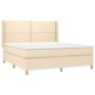 vidaXL Boxspringbett mit Matratze Creme 180x200 cm Stoff vidaXL Boxspringbett mit Matratze Creme 180x200 cm Stoff