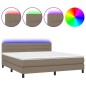 vidaXL Boxspringbett mit Matratze & LED Taupe 160x200 cm Stoff vidaXL Boxspringbett mit Matratze & LED Taupe 160x200 cm Stoff