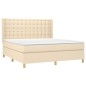 vidaXL Boxspringbett mit Matratze Creme 180x200 cm Stoff vidaXL Boxspringbett mit Matratze Creme 180x200 cm Stoff